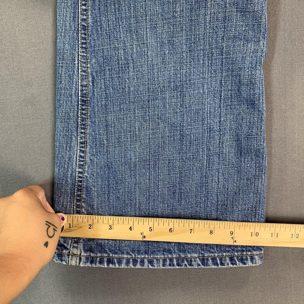 BKE Culture Long Jeans Men 32x33.5 Blue Bootcut Distressed Denim USA Medium Wash - Picture 12 of 16
